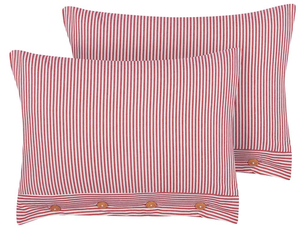 Sada 2 dekorativních polštářů AALITA 40 x 60 cm Bavlna Červená Pruhovaný vzor