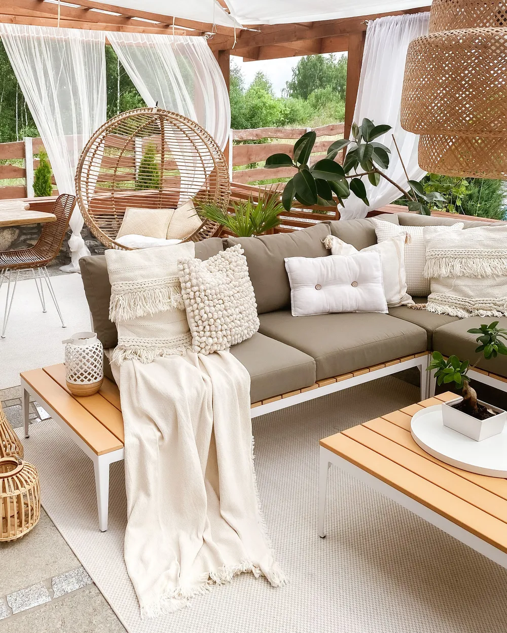 Garden Corner Sofa with Table 5 Seater POSITANO Grey_809759