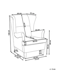 Poltrona Wingback ABSON Velluto a coste Beige chiaro_1027819