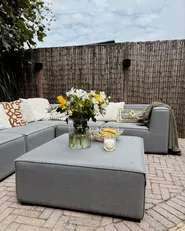 Garden Corner Sofa with Ottoman 7 Seater AREZZO Modular Grey Right Hand_1012349