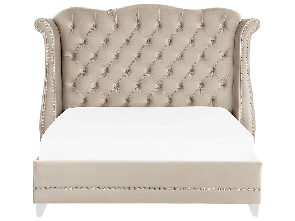 Bett mit Lattenrost Samtstoff AYETTE 140 x 200 cm Beige_832203