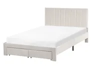 Bed with Storage Drawers LONZAC Velvet Off-White 120 x 200 cm (EU Small Double)_1014741