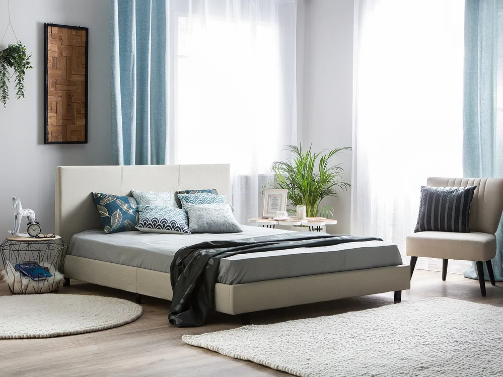 Pat cu saltea cu apă din țesătură bej ALBI Diverse dimensiuni