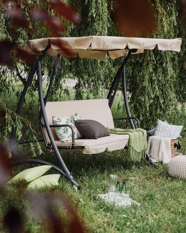 Outdoor 3 Seater Swing Beige TEMPLE