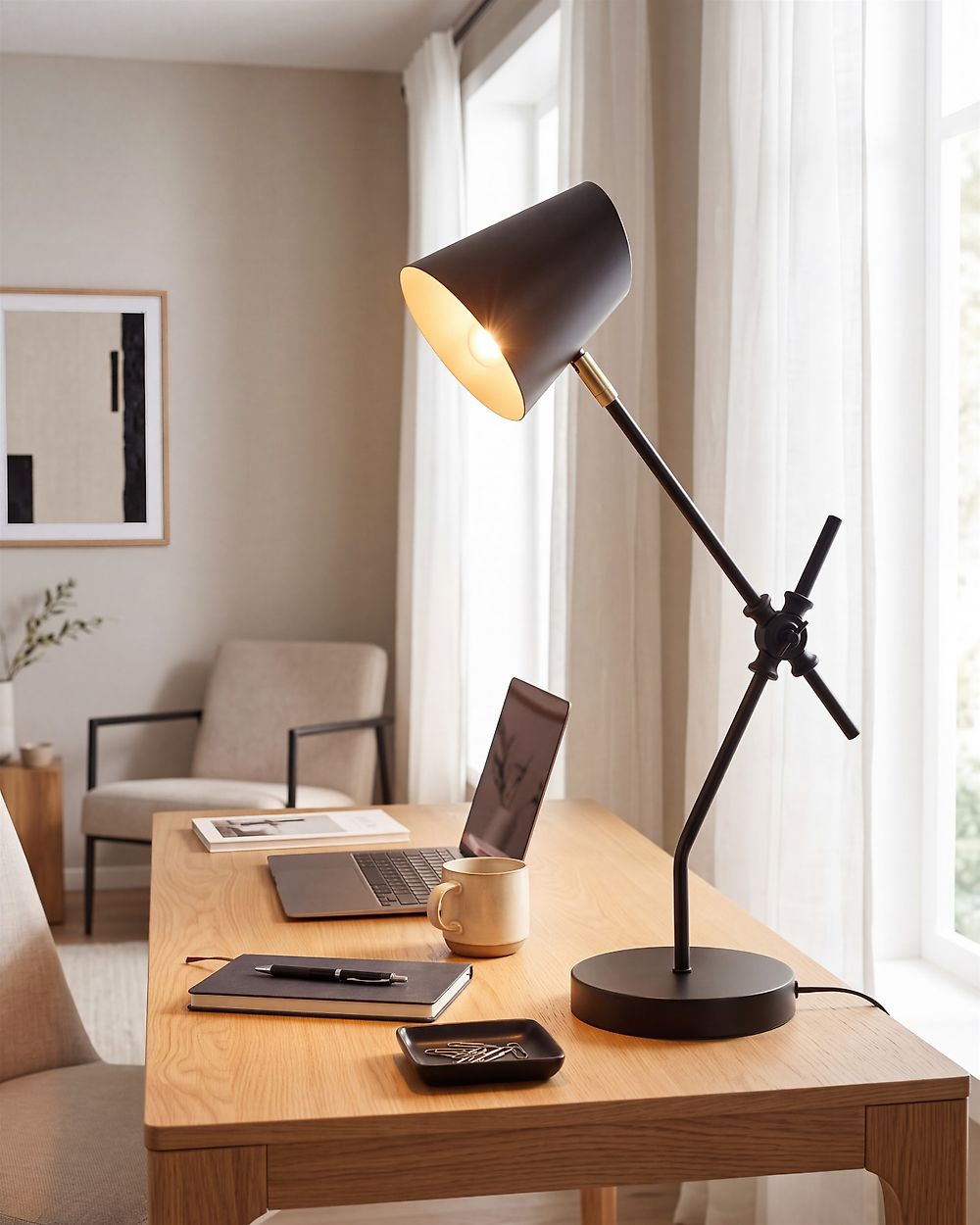 Desk Lamp HORTON Adjustable Metal Black