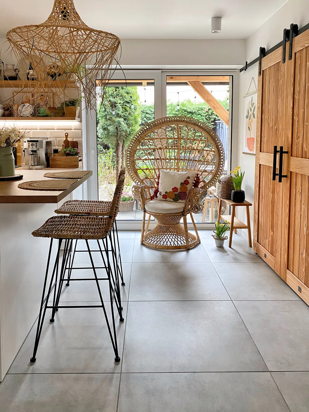 Set of 2 Bar Chairs CASSITA Rattan Natural_822784