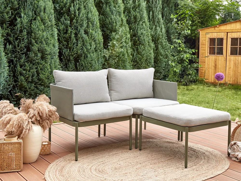 Garden Lounge Set with Table 2 Seater TERRACINA Metal Olive Green_863722
