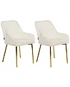 Set of 2 Dining Chairs LOVERNA Velvet Off-White