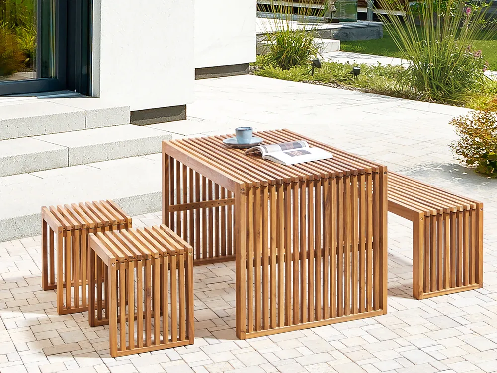 Garden Dining Table BELLANO 70 cm 120 cm Acacia Wood Brown