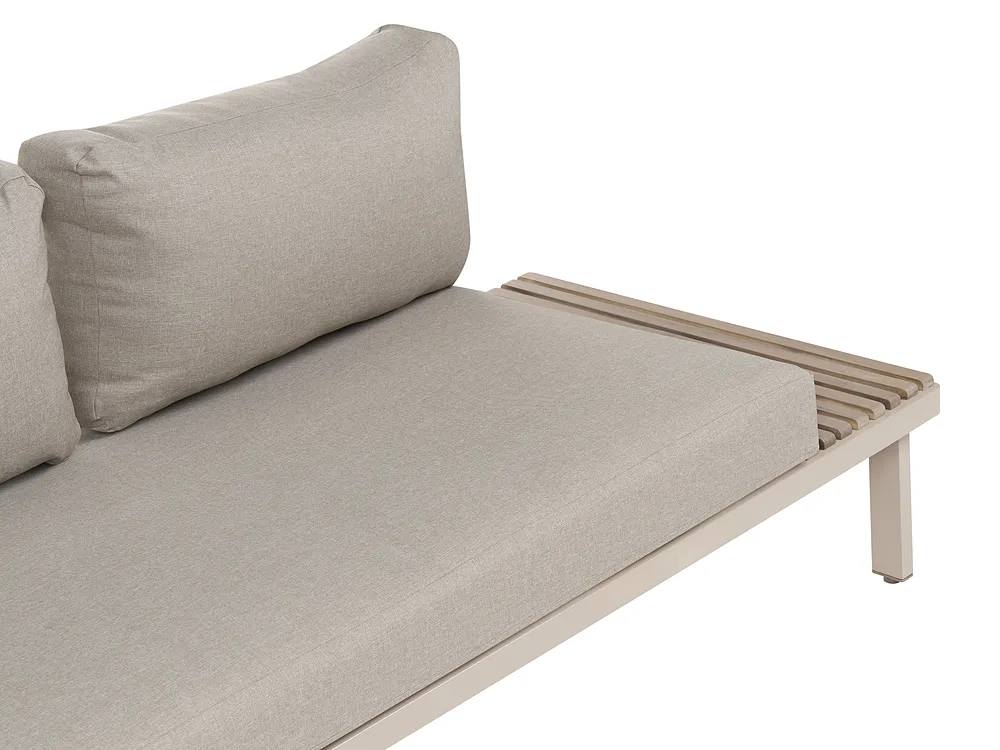 Garden Corner Sofa with Table 5 Seater FIVIZZANO Acacia Wood Beige_1159269