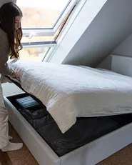 Ottoman Bed without Headboard DINAN Fabric Light Grey 160 x 200 cm (EU King Size)_1051253