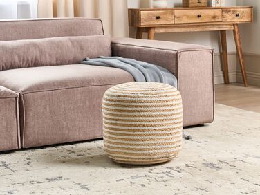 Jute Pouffe ⌀ 40 cm cm beige RESAFA