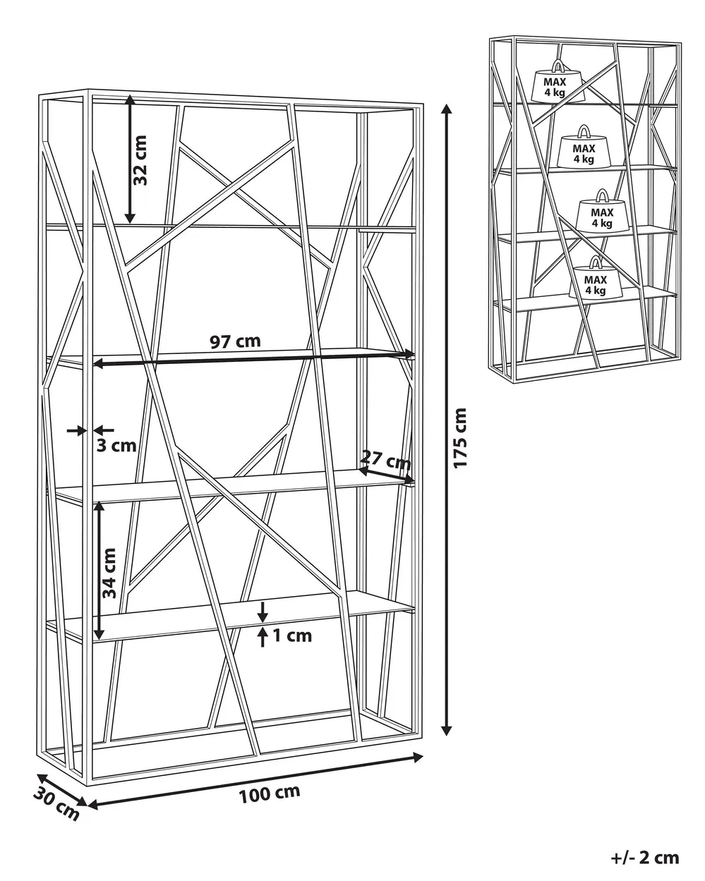 4 Tier Shelving Unit HOXIE 175 cm Metal Silver_779966