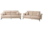 Set da salotto 5 posti SKIVE Tessuto Marrone chiaro_947241