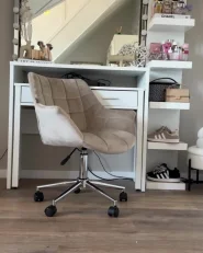 Sedia da scrivania LABELLE Velluto Beige_989814