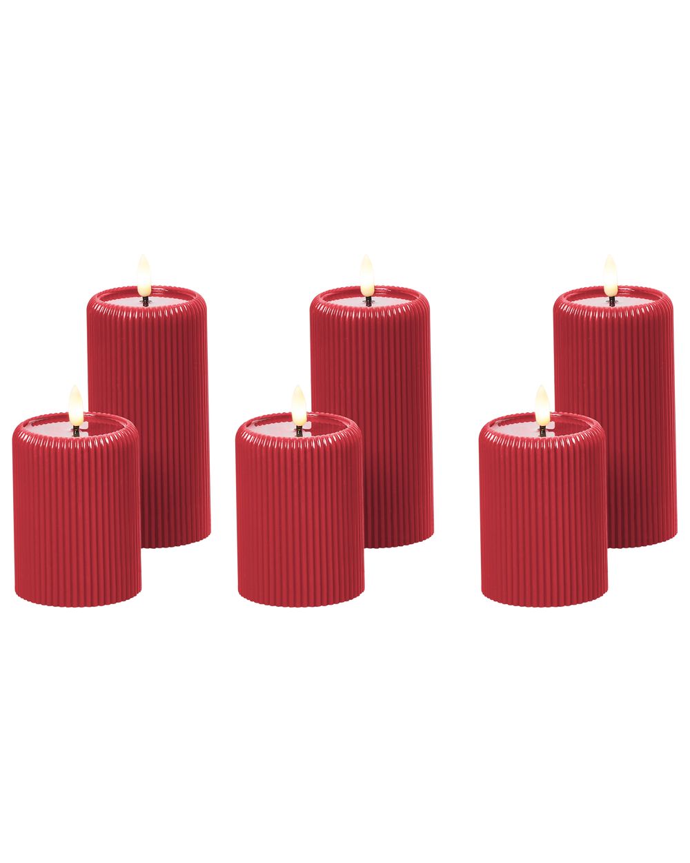LED Kerzen 6er Set NOISETTE 10/16 cm Rot