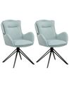 Set of 2 Dining Chairs Swivel AVELAR Fabric Light Blue