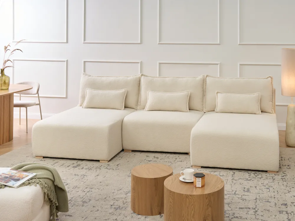 Modular U-Shape Sofa NERBO Boucle Off-White