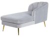 Chaise longue côté gauche en velours gris ALLIER _795621