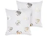 Lot de 2 coussins décoratifs GOLDENROD 45 x 45 cm Velours Blanc Motif de plante