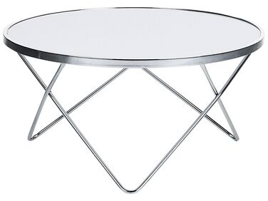 Tavolino da caffè vetro bianco e argento ⌀ 80 cm MERIDIAN II
