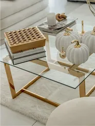 Coffee Table CRYSTAL Tempered Glass Gold_837213
