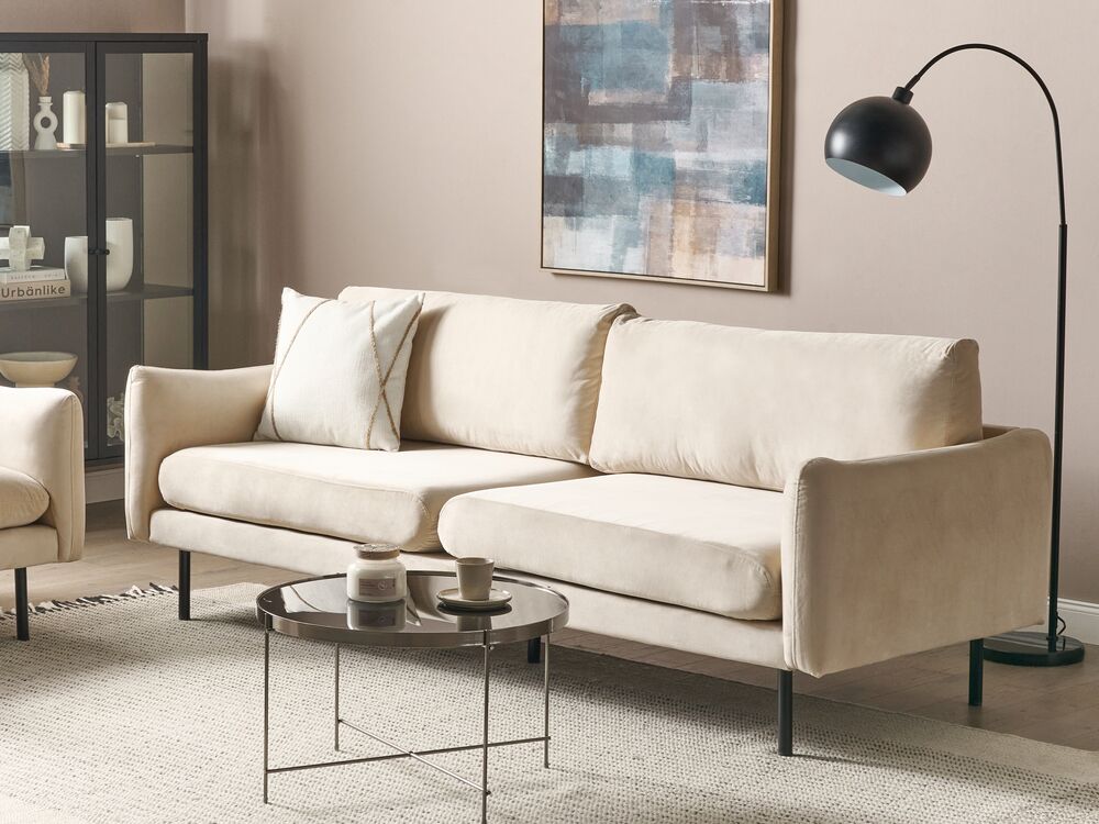 3 personers velour sofa lys beige VINTERBRO Beliani
