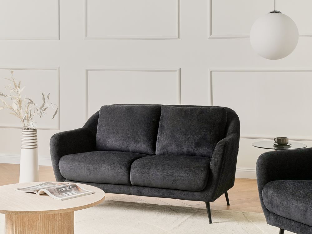 Sofa dla 2 osób EIBY Szenil Czarny