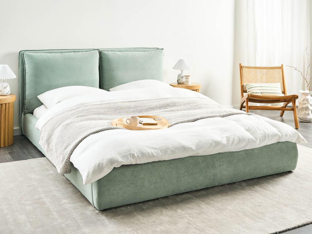 Wasserbett Samtstoff BAJONNA 160 x 200 cm Mintgrün