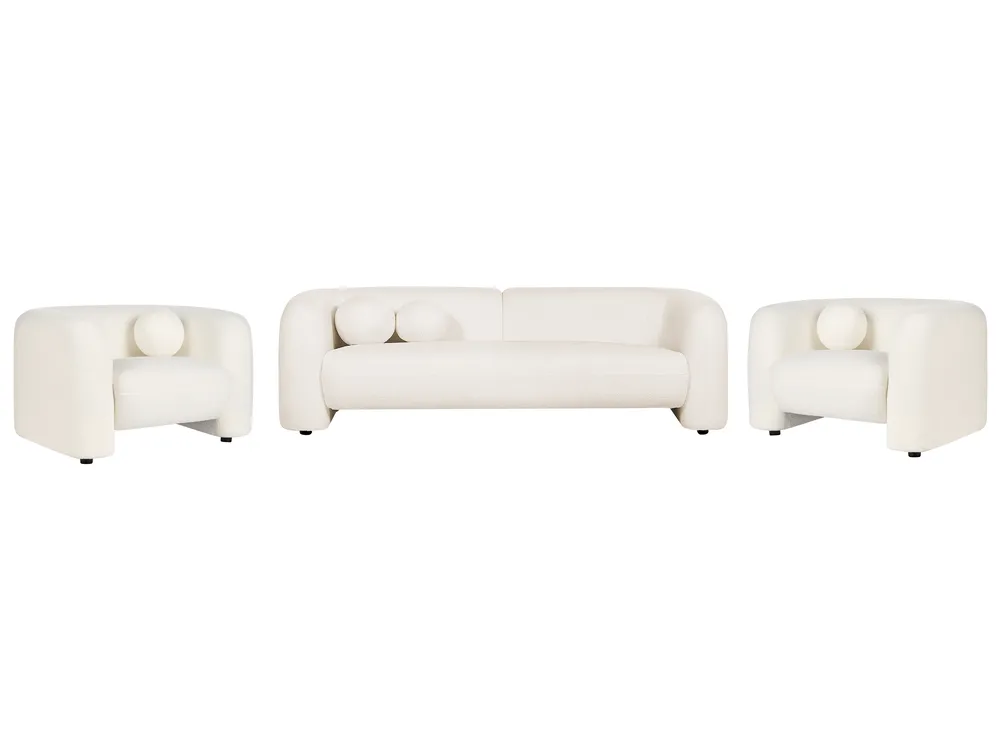 Set da salotto 5 posti LEIREN Bouclé Bianco_920838