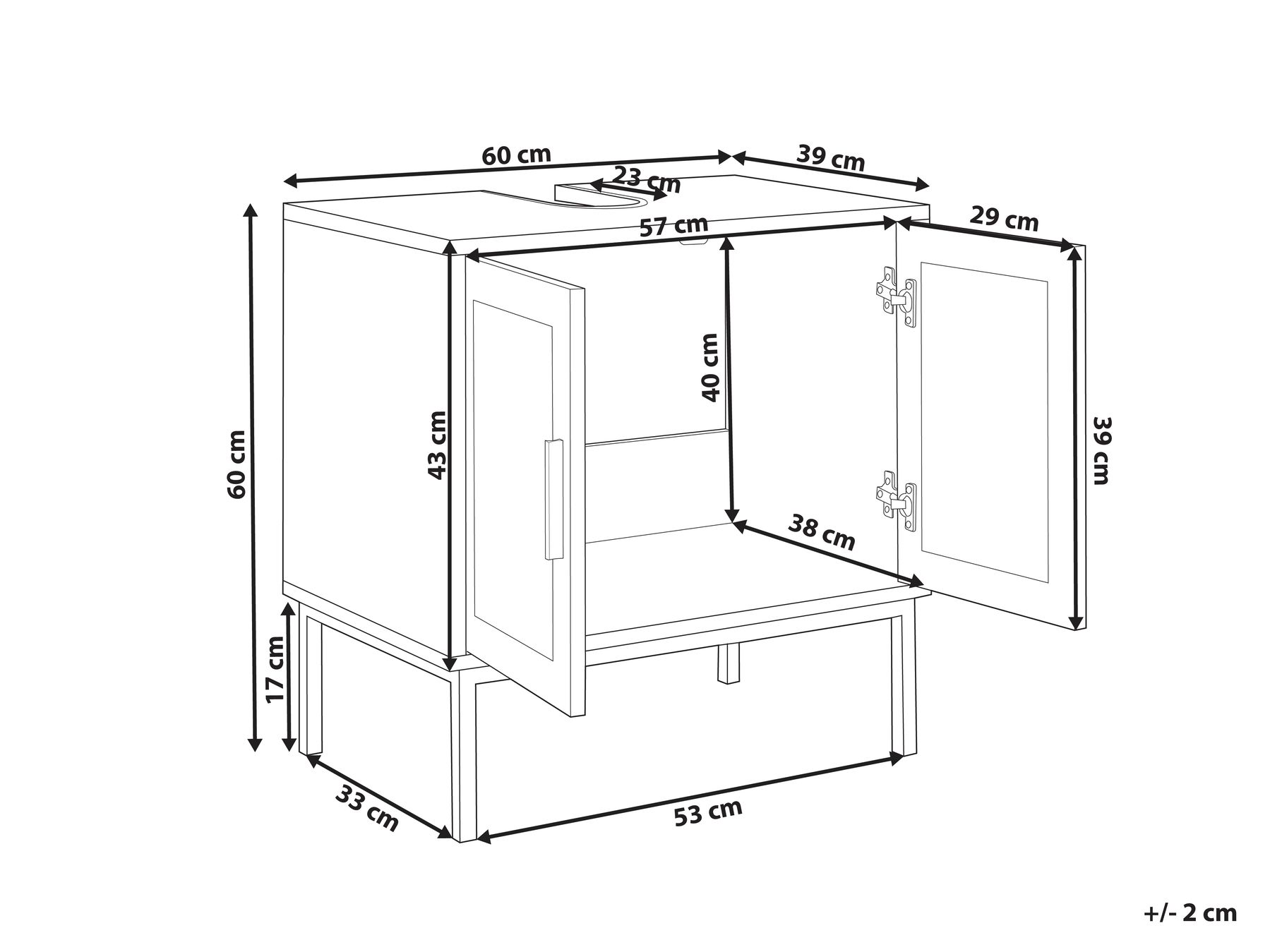 2 Door Washbasin Cabinet Light Wood ROSELL_953118