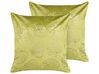 Set of 2 Velvet Cushions Leaf Pattern 45 x 45 cm Light Green MONSTERA_837821