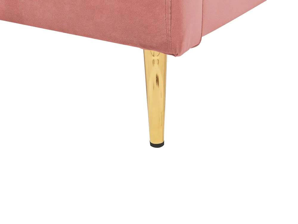 Cama Veludo CHALEIX 160 x 200 cm Rosa pêssego_844532