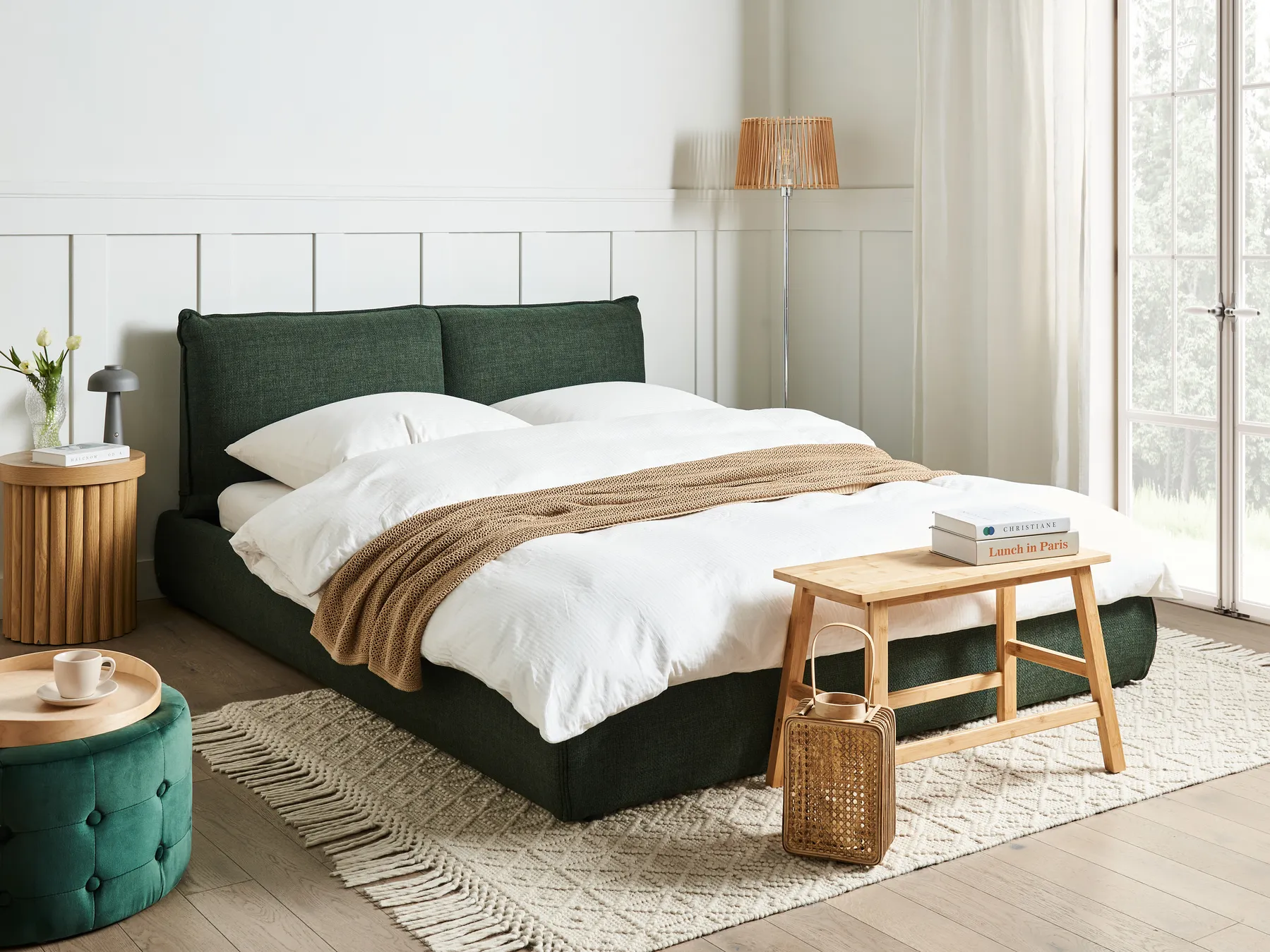 Bed Fabric VINAY 160 x 200 cm (EU King Size) Dark Green_970487