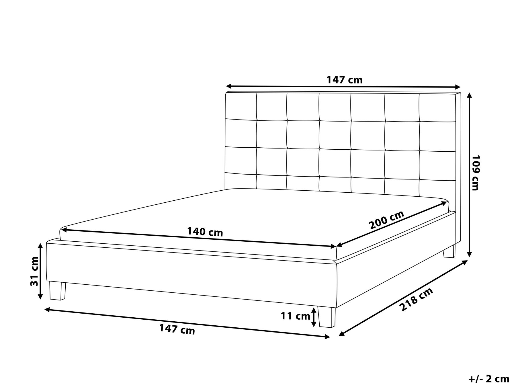 Fabric EU Double Size Waterbed Light Grey LA ROCHELLE_844837