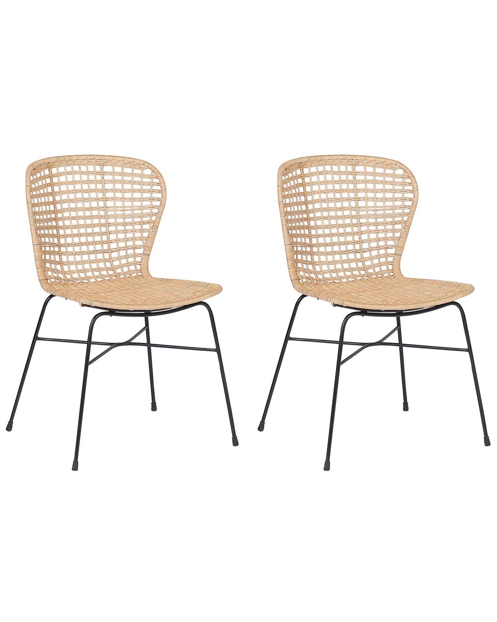 Esszimmerstuhl 2er Set ELFROS Rattan Naturfarben