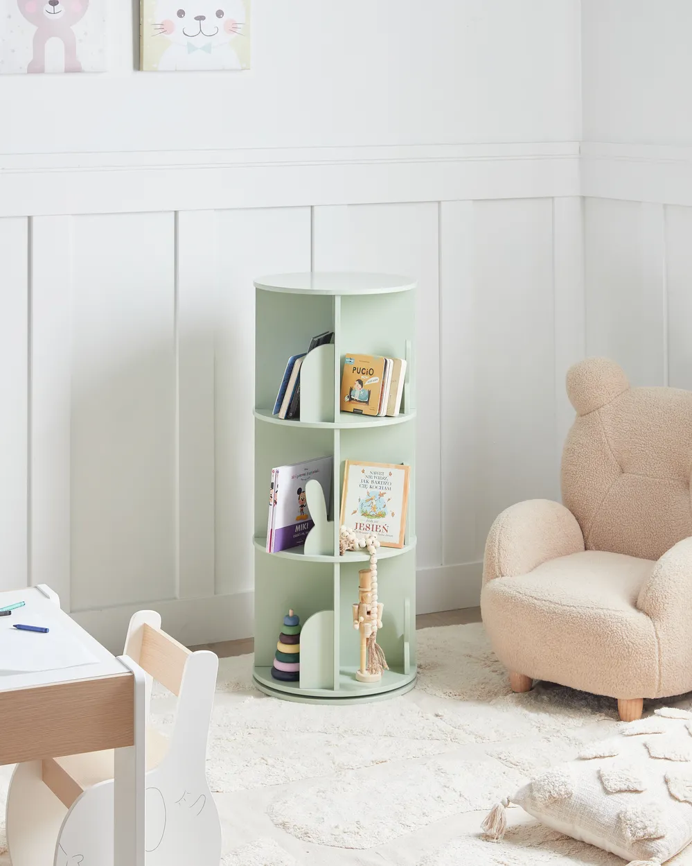 Rotating Bookshelf CANEY 94 cm Light Green_949170