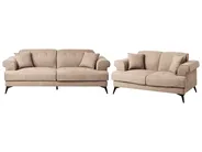 Set da salotto 5 posti SKIVE Tessuto Marrone chiaro_961966