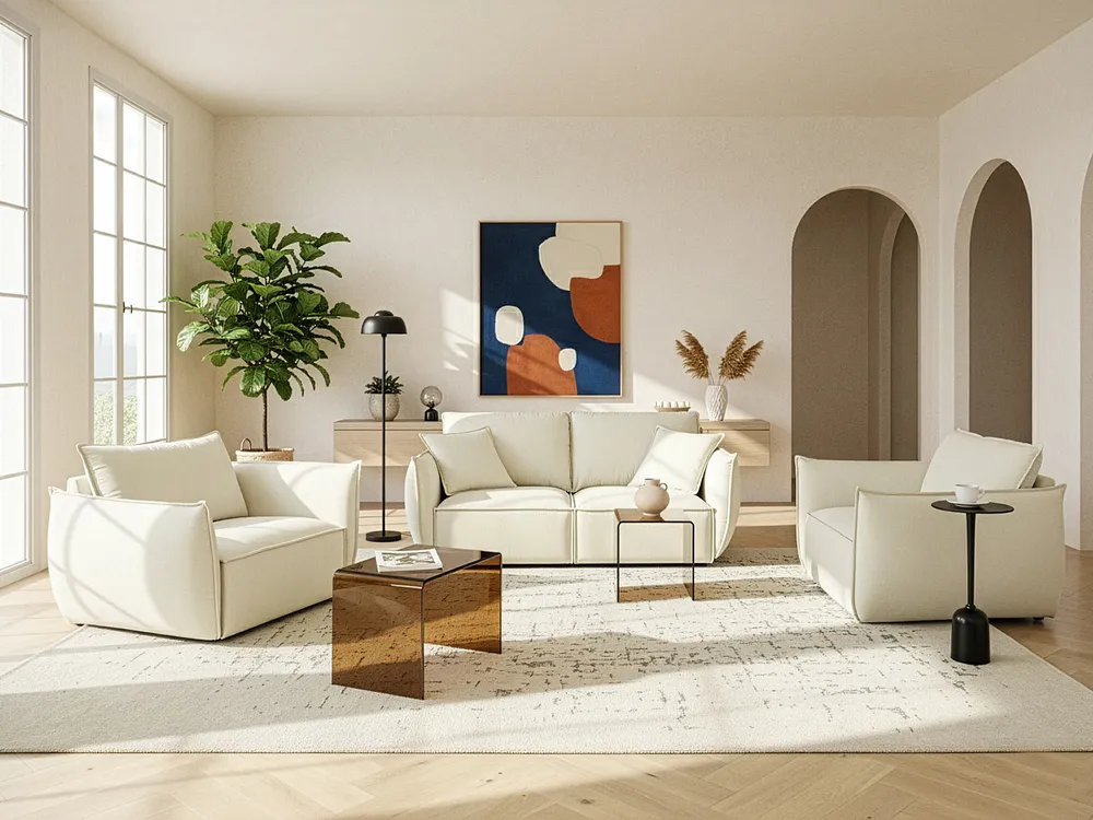 Sofa dla 3 osób KUNES Jasnobeżowy_1013074