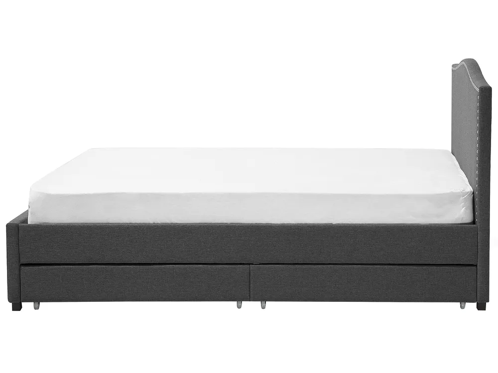 Bed with Storage Drawers MONTPELLIER Fabric Multicolour 180 x 200 cm (EU Super King) LED_709596