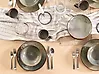 Set of 4 Deep Plates THYME Stoneware Dark Green 19 cm