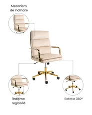 Scaun ergonomic VAMURE Catifea Bej deschis_1071141