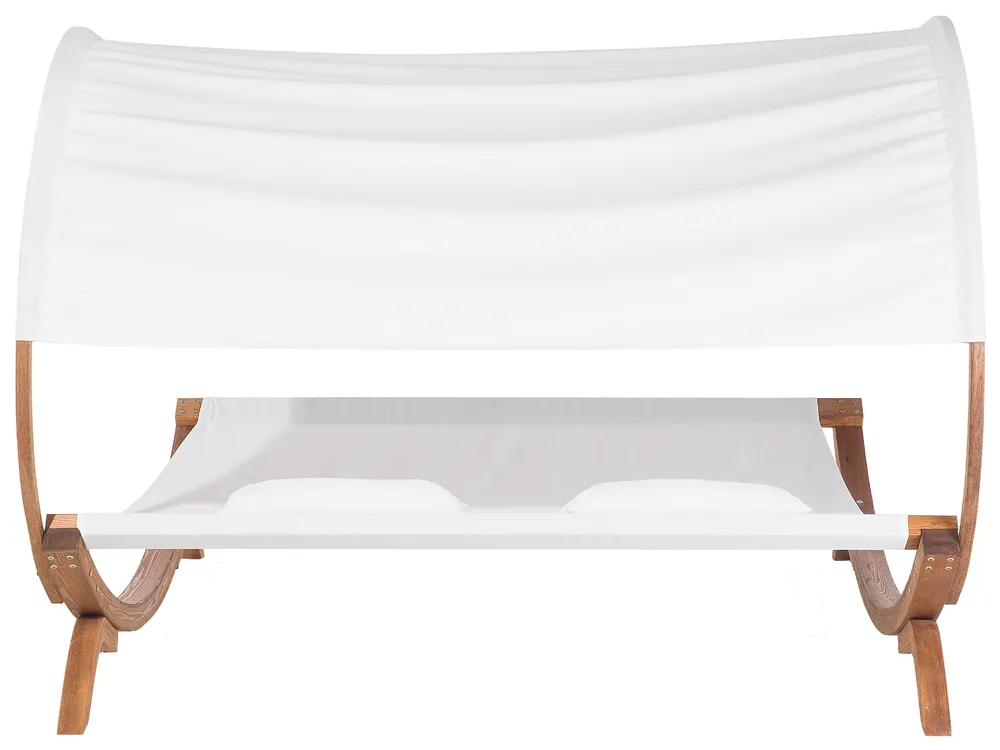 Sun Lounger with Cushion TERAMO Larch Wood Off-White_679822