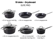 Grydesæt med 10 dele ELITE PRO Sort_992883