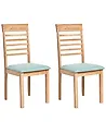 Set of 2 Dining Chairs ORTLEY Wood Light Brown/ Mint