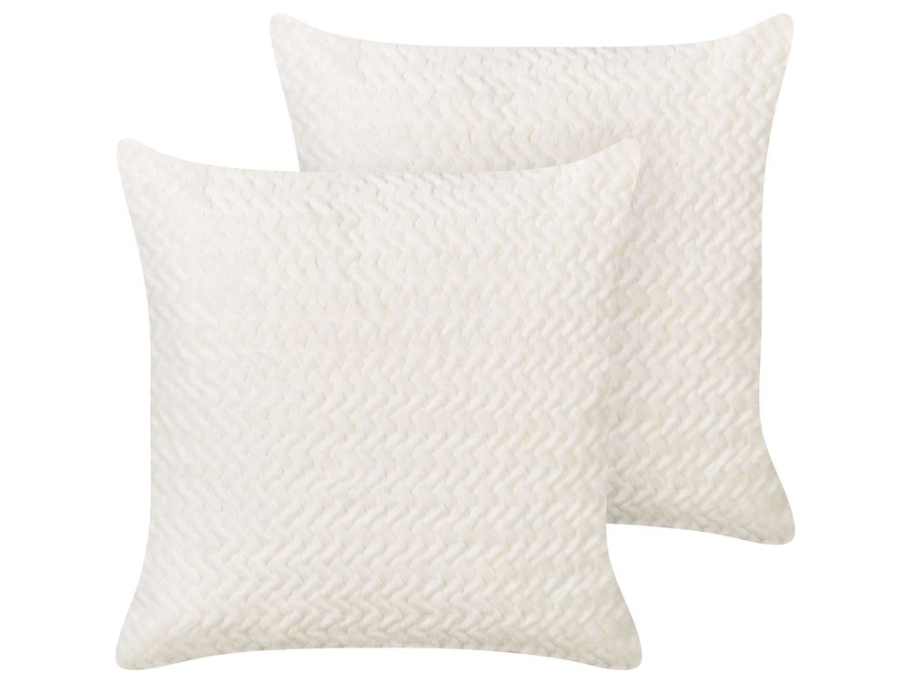 Set of 2 Embossed Cushions White SURMI Beliani.at