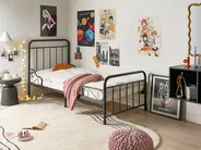 Letto per bambini allungabile Metallo ANAIS 90 x 200 cm Nero_1033445