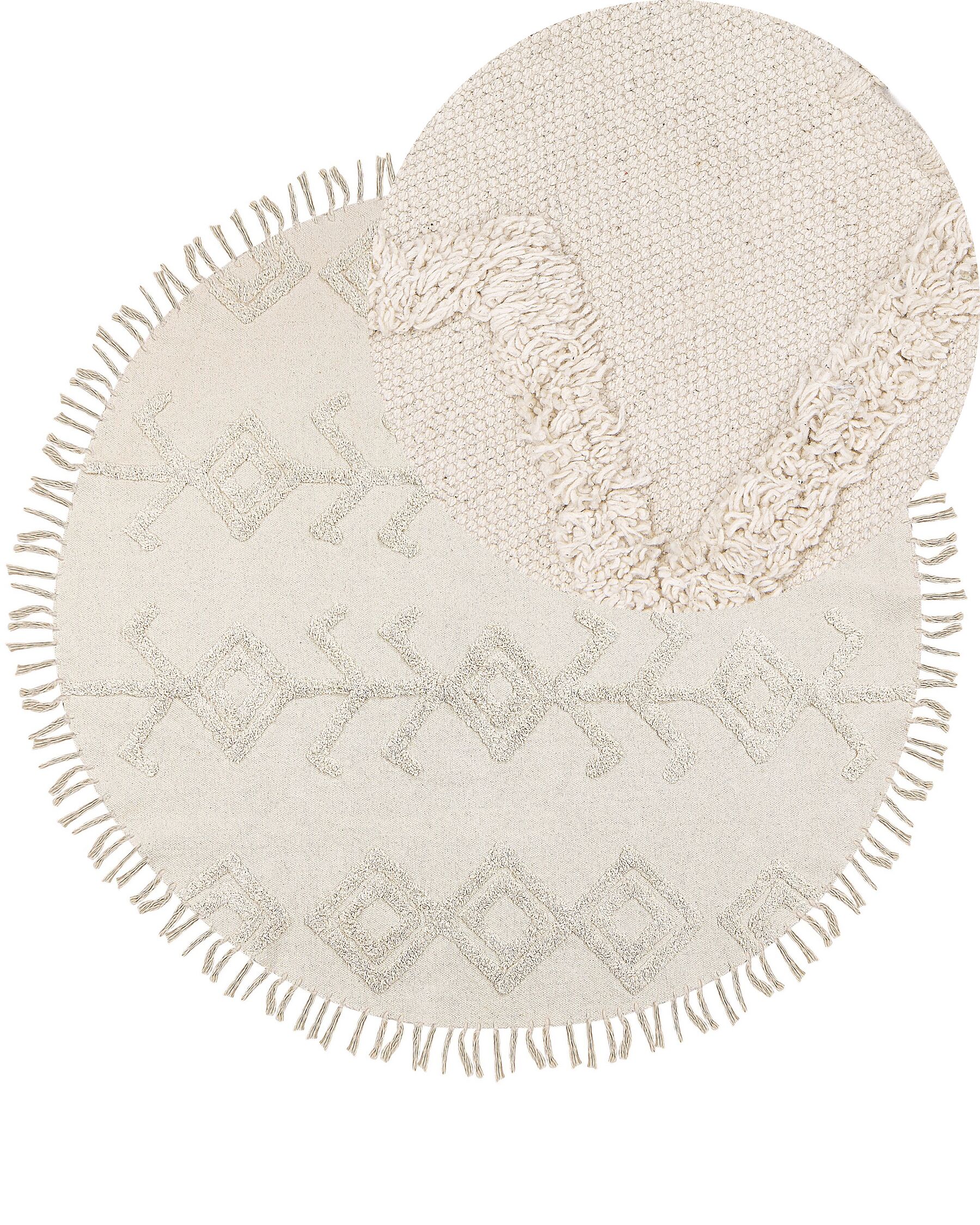 Round Cotton Area Rug ⌀ 140 cm Beige HARRAN_840591