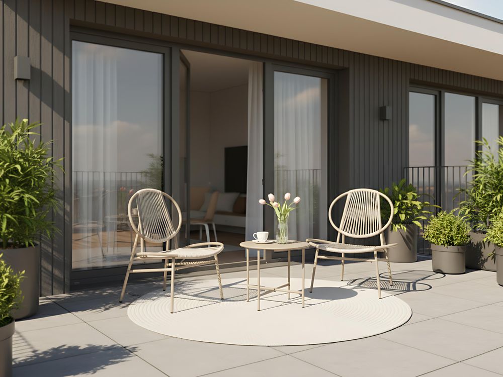 Bistro Set OVARO PE Rattan Beige