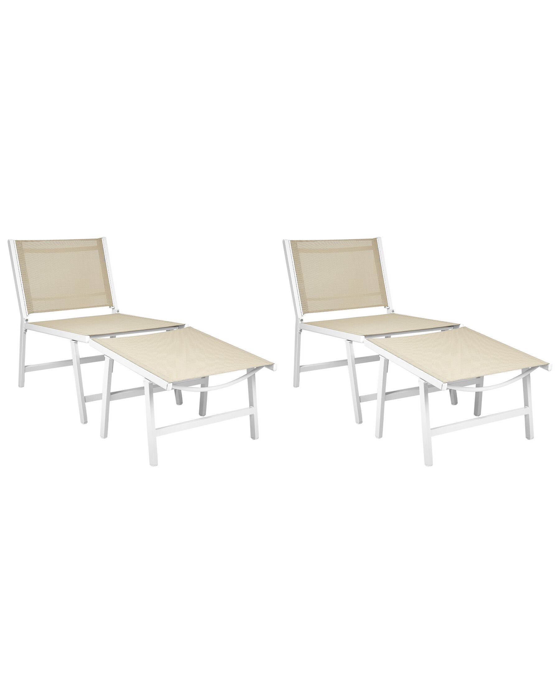 Tuinstoel met voetenbank set van 2 aluminium beige MARCEDDI_928415